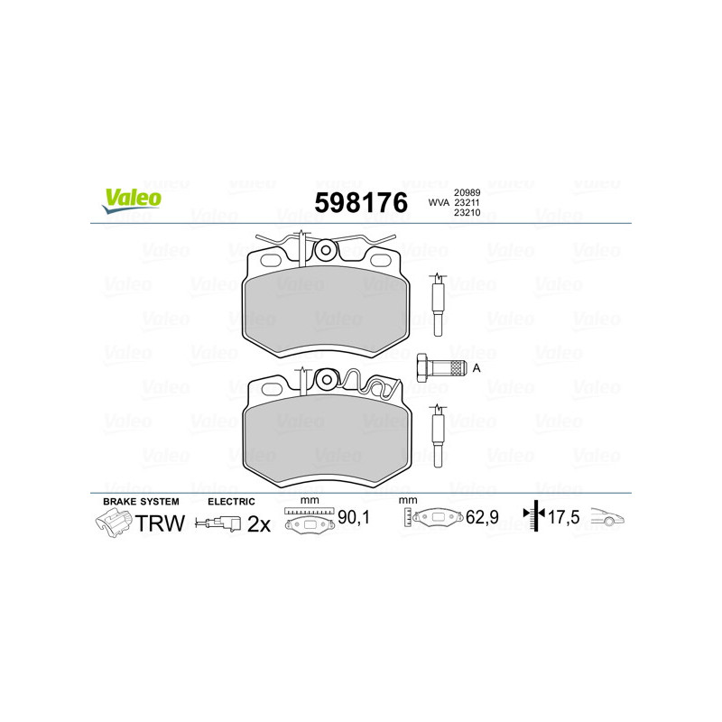 Jeu de quatre plaquettes de frein à disque VALEO
