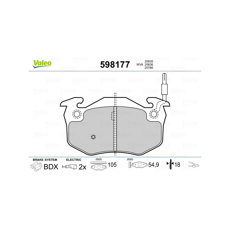 Jeu de quatre plaquettes de frein à disque VALEO