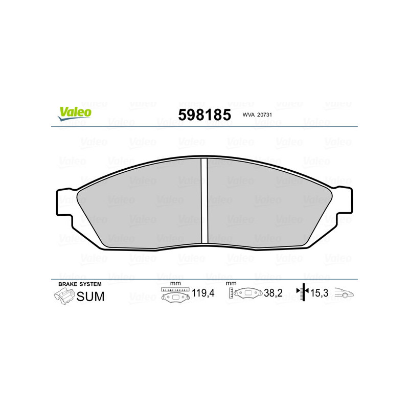 Jeu de quatre plaquettes de frein à disque VALEO