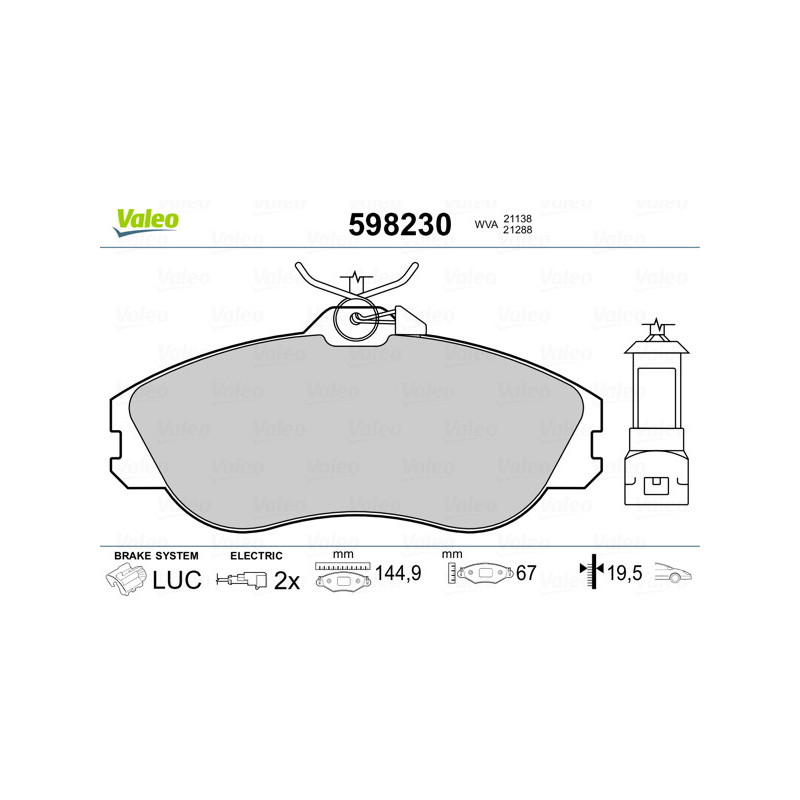 Jeu de quatre plaquettes de frein à disque VALEO
