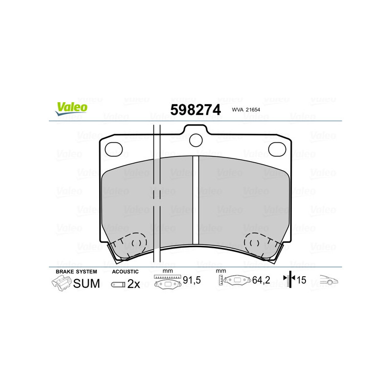 Jeu de quatre plaquettes de frein à disque VALEO