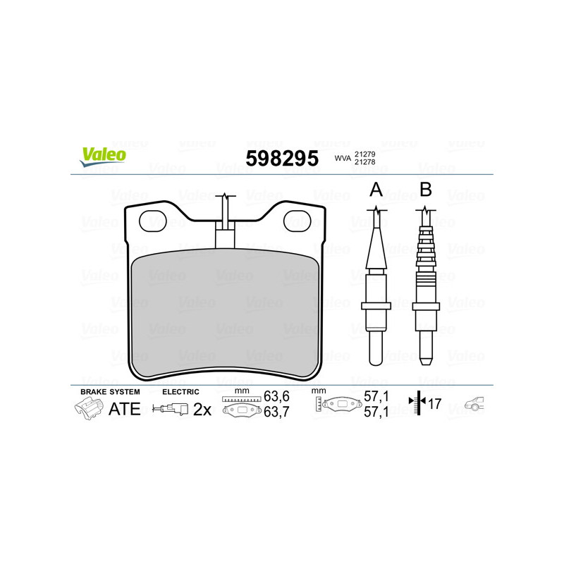 Jeu de quatre plaquettes de frein à disque VALEO