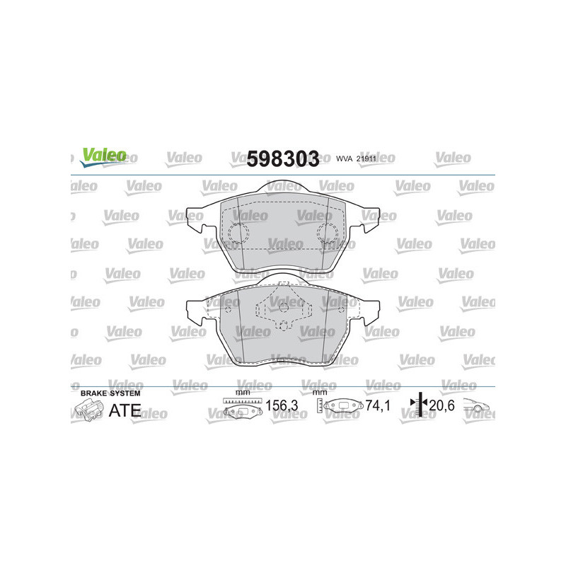 Jeu de quatre plaquettes de frein à disque VALEO