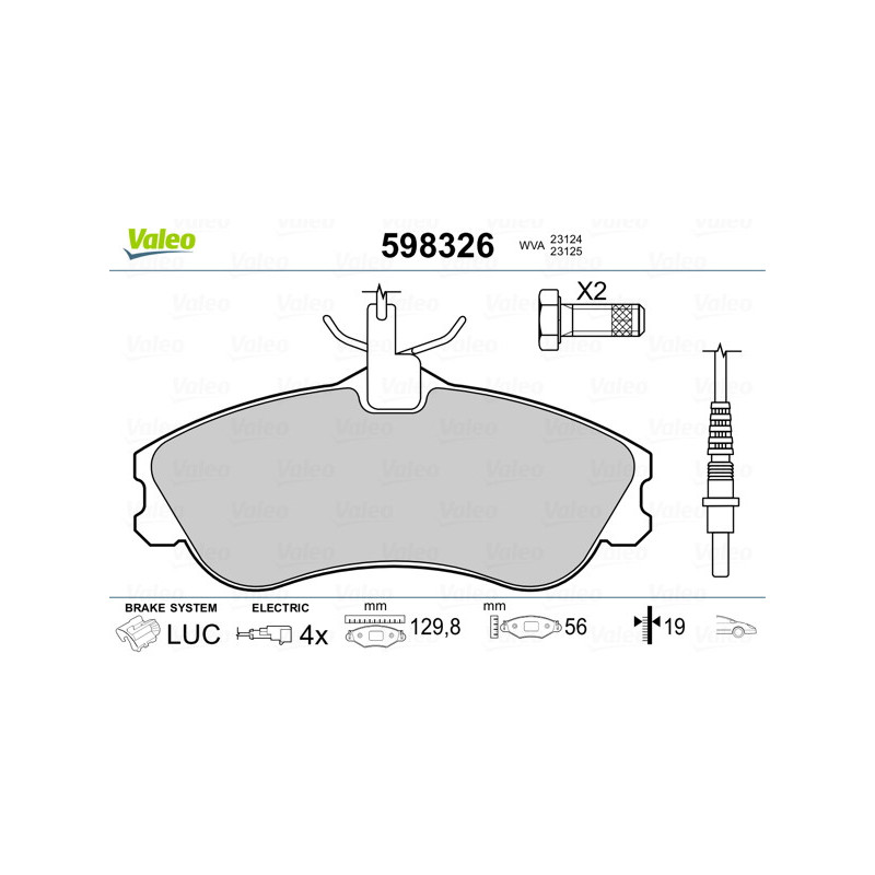 Jeu de quatre plaquettes de frein à disque VALEO