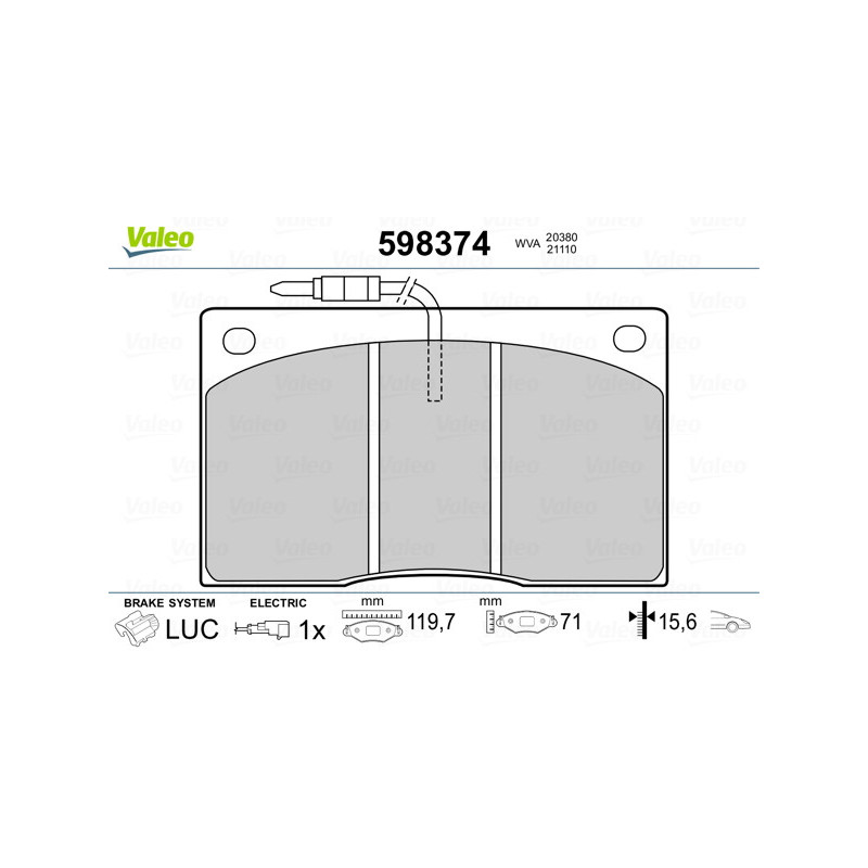 Jeu de quatre plaquettes de frein à disque VALEO