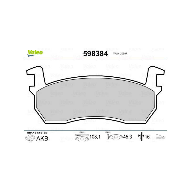 Jeu de quatre plaquettes de frein à disque VALEO