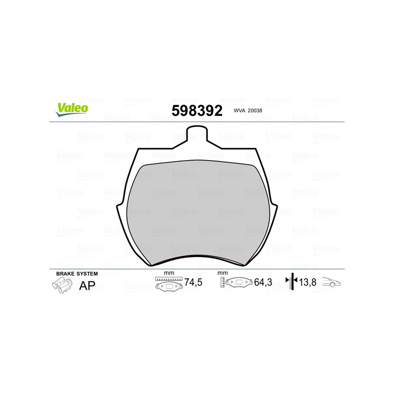 Jeu de quatre plaquettes de frein à disque VALEO