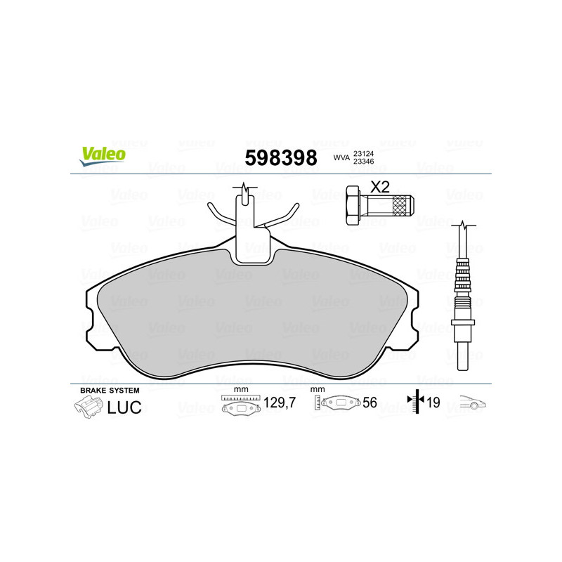 Jeu de quatre plaquettes de frein à disque VALEO