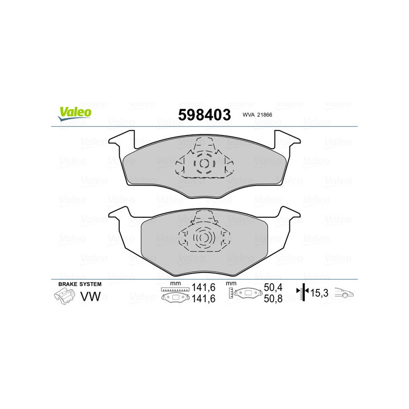 Jeu de quatre plaquettes de frein à disque VALEO