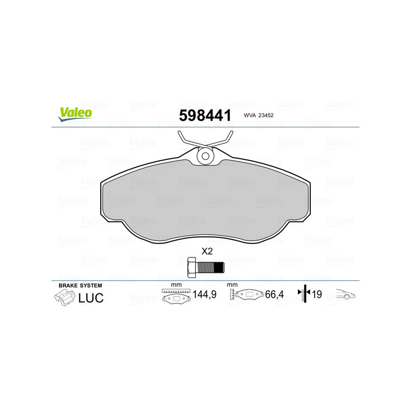 Jeu de quatre plaquettes de frein à disque VALEO