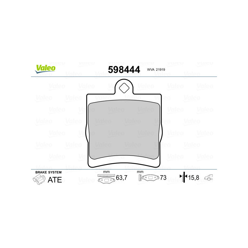 Jeu de quatre plaquettes de frein à disque VALEO