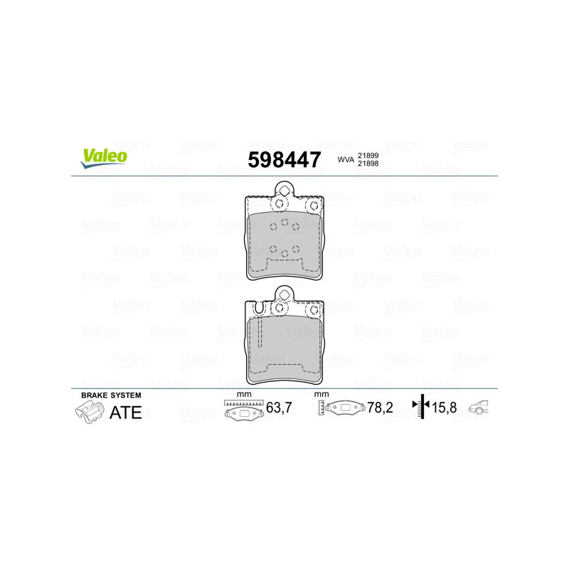 Jeu de quatre plaquettes de frein à disque VALEO