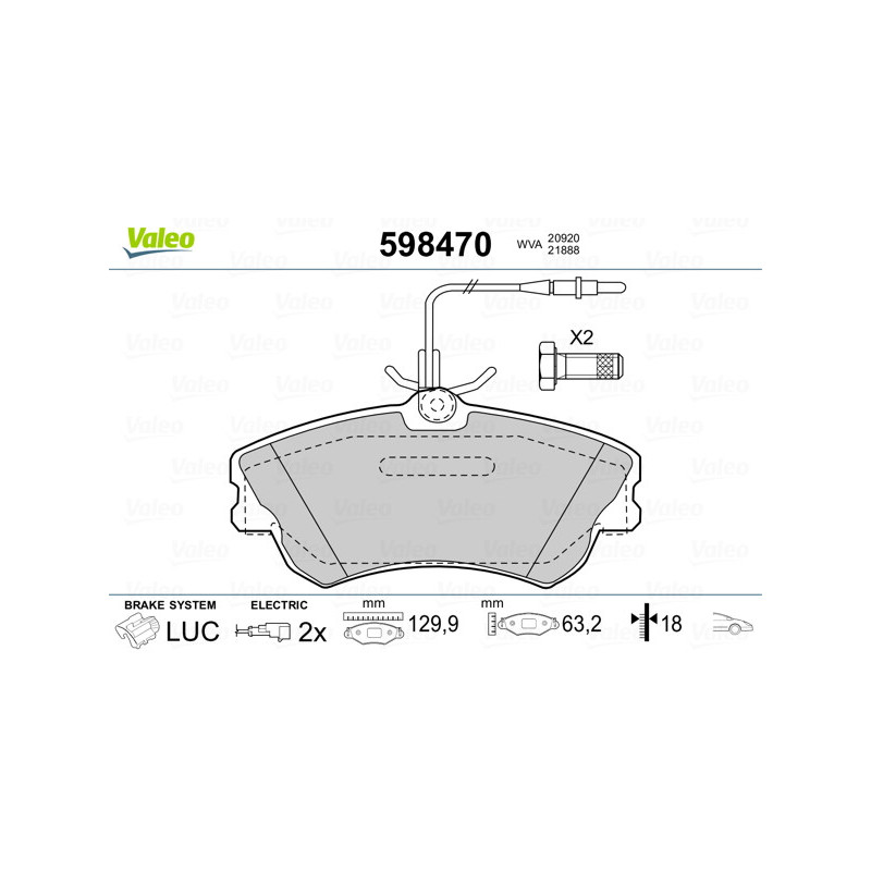 Jeu de quatre plaquettes de frein à disque VALEO