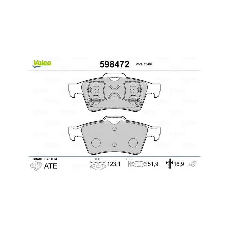 Jeu de quatre plaquettes de frein à disque VALEO