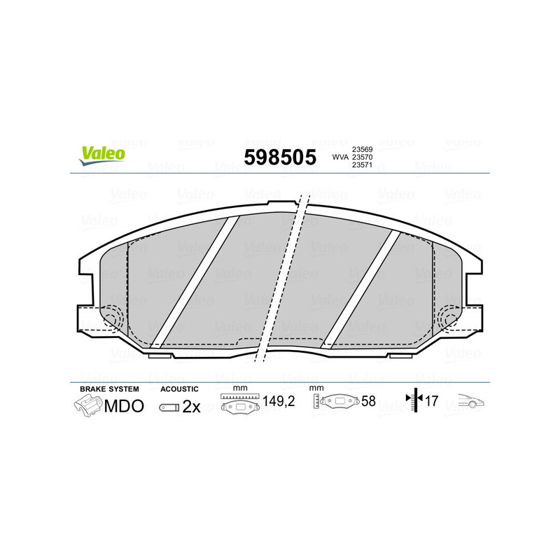 Jeu de quatre plaquettes de frein à disque VALEO