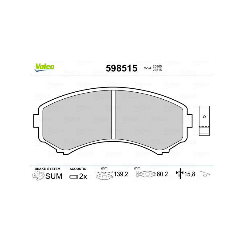 Jeu de quatre plaquettes de frein à disque VALEO