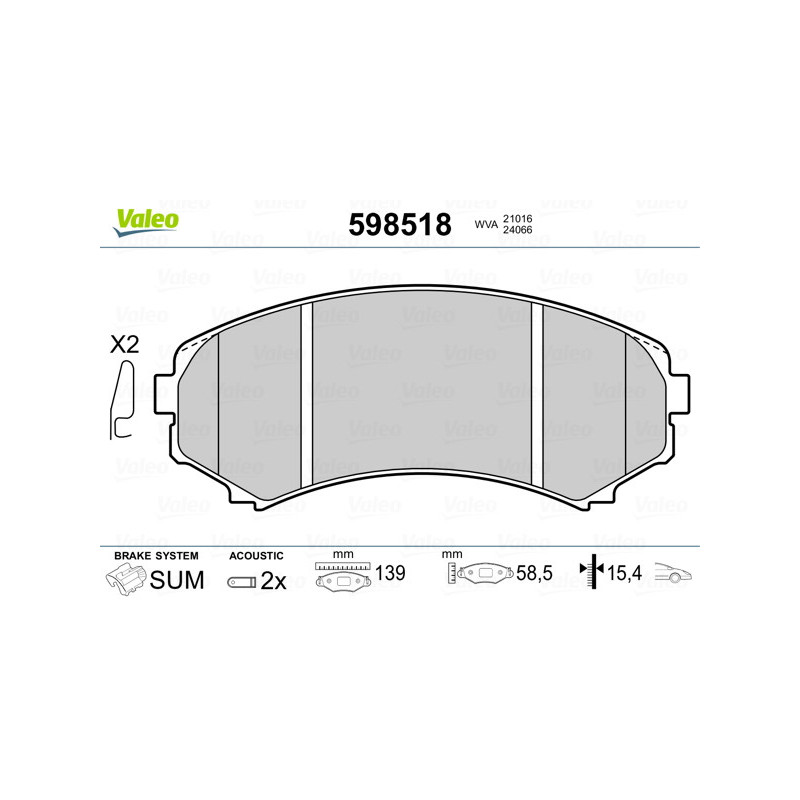 Jeu de quatre plaquettes de frein à disque VALEO