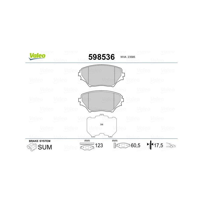 Jeu de quatre plaquettes de frein à disque VALEO