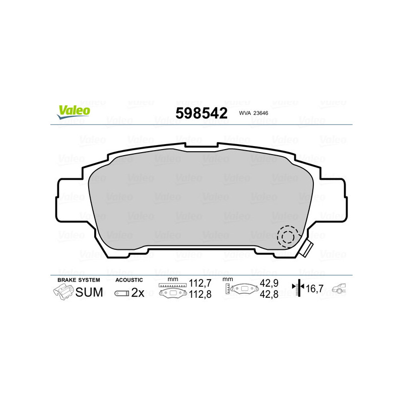 Jeu de quatre plaquettes de frein à disque VALEO