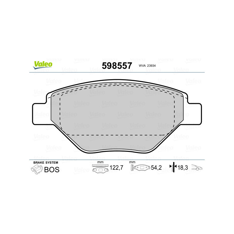 Jeu de quatre plaquettes de frein à disque VALEO