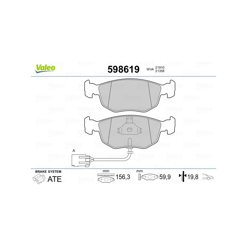 Jeu de quatre plaquettes de frein à disque VALEO