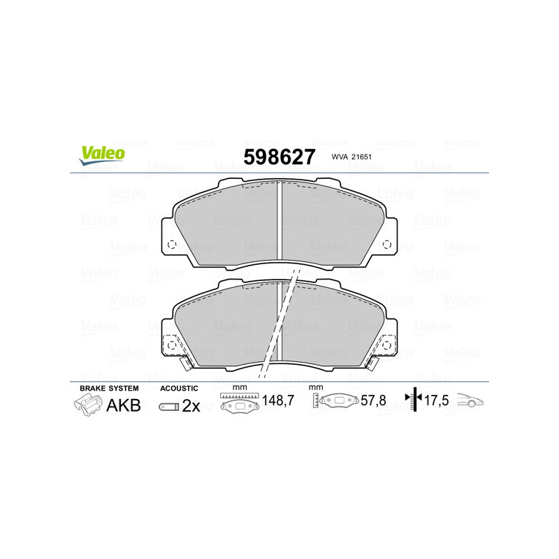 Jeu de quatre plaquettes de frein à disque VALEO
