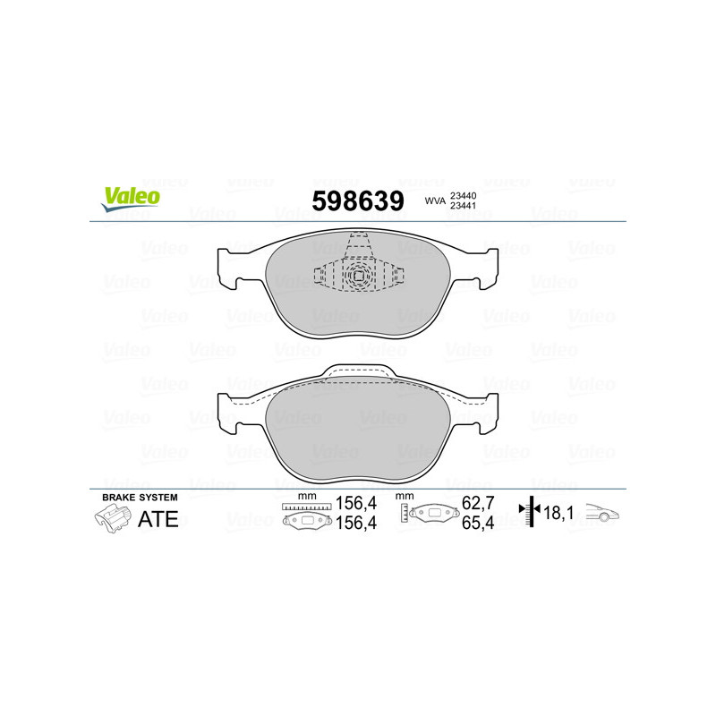 Jeu de quatre plaquettes de frein à disque VALEO
