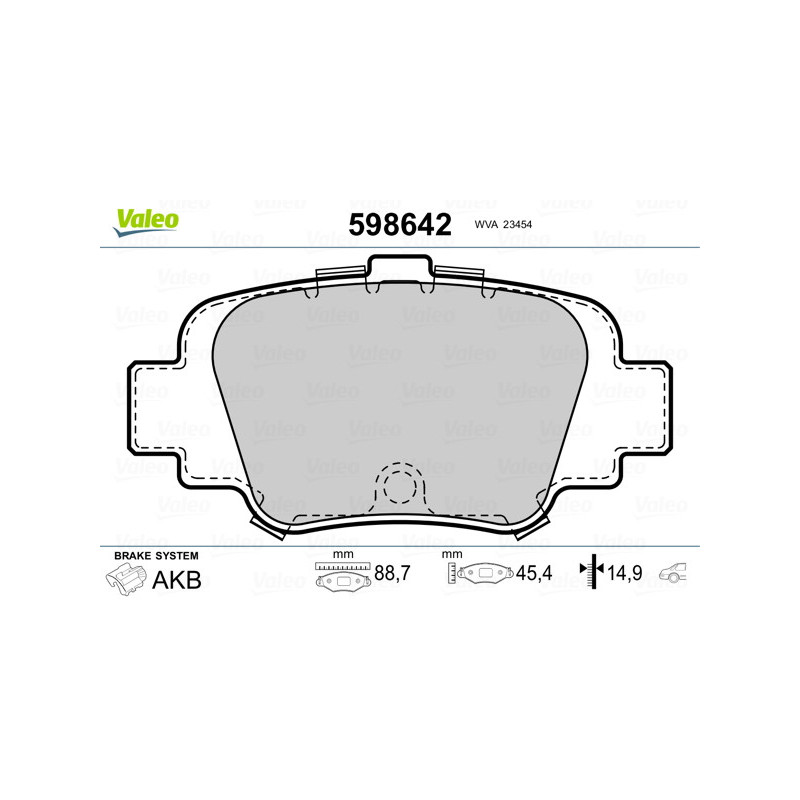 Jeu de quatre plaquettes de frein à disque VALEO