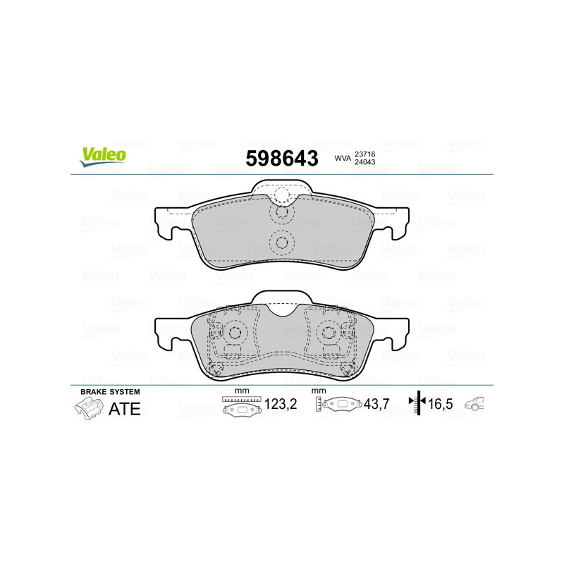 Jeu de quatre plaquettes de frein à disque VALEO