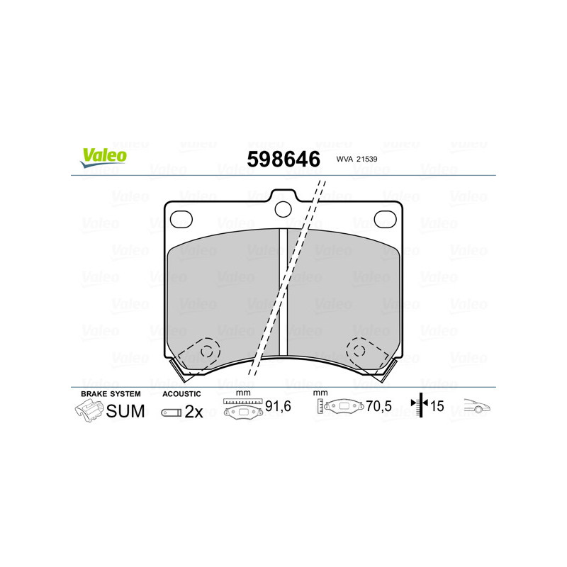 Jeu de quatre plaquettes de frein à disque VALEO