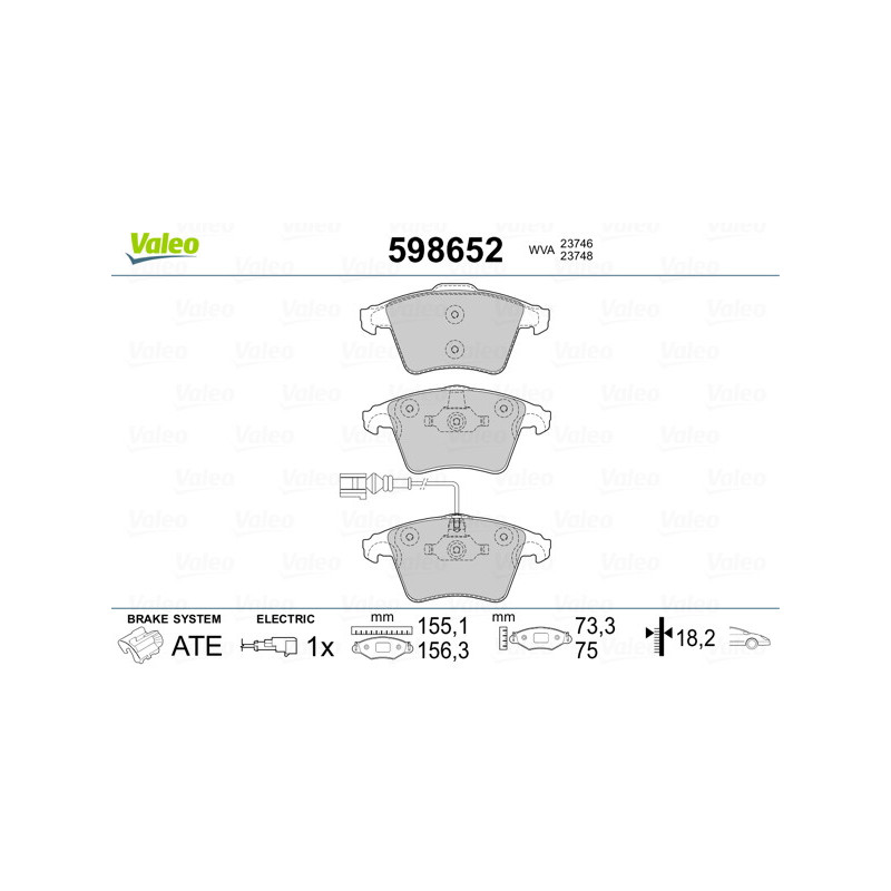 Jeu de quatre plaquettes de frein à disque VALEO