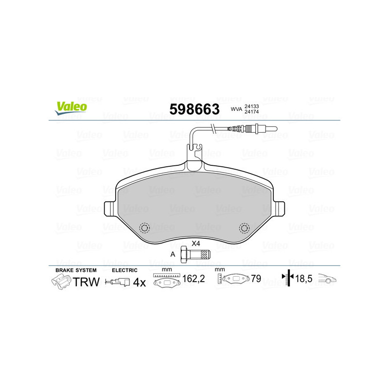 Jeu de quatre plaquettes de frein à disque VALEO
