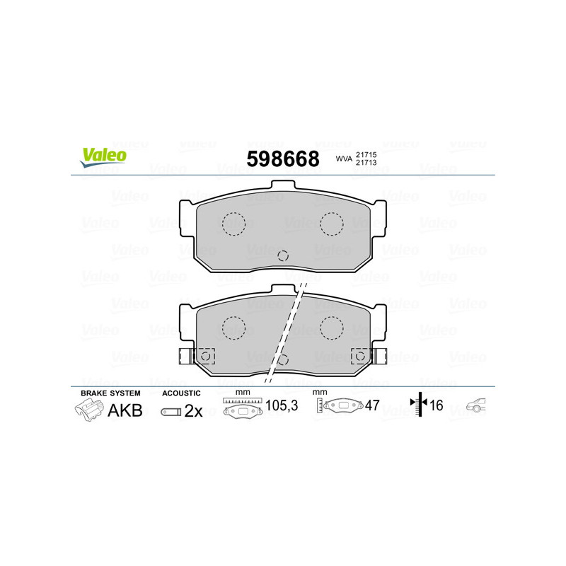 Jeu de quatre plaquettes de frein à disque VALEO