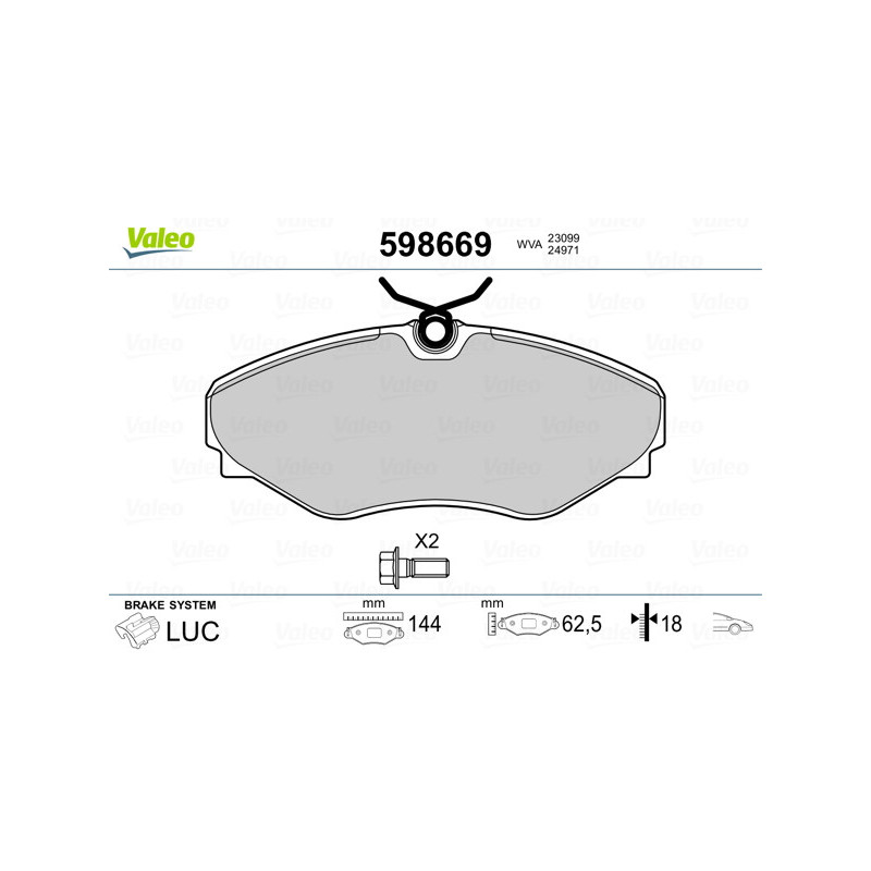 Jeu de quatre plaquettes de frein à disque VALEO