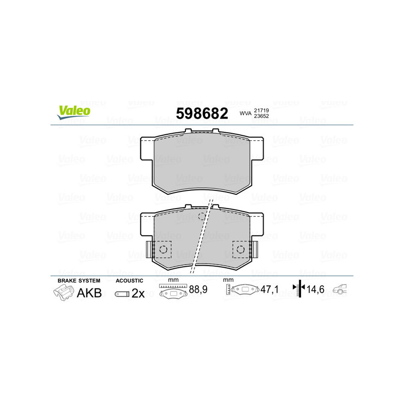 Jeu de quatre plaquettes de frein à disque VALEO