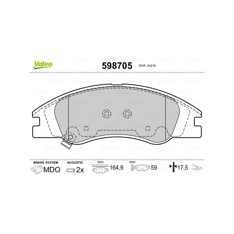 Jeu de quatre plaquettes de frein à disque VALEO