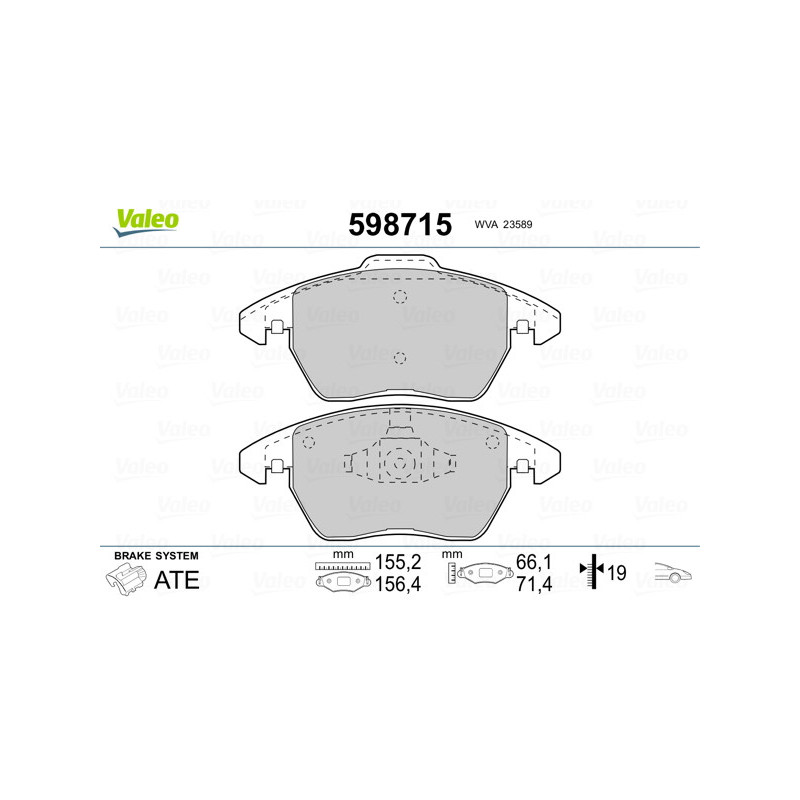 Jeu de quatre plaquettes de frein à disque VALEO
