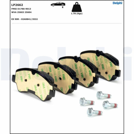 Jeu de quatre plaquettes de frein à disque DELPHI