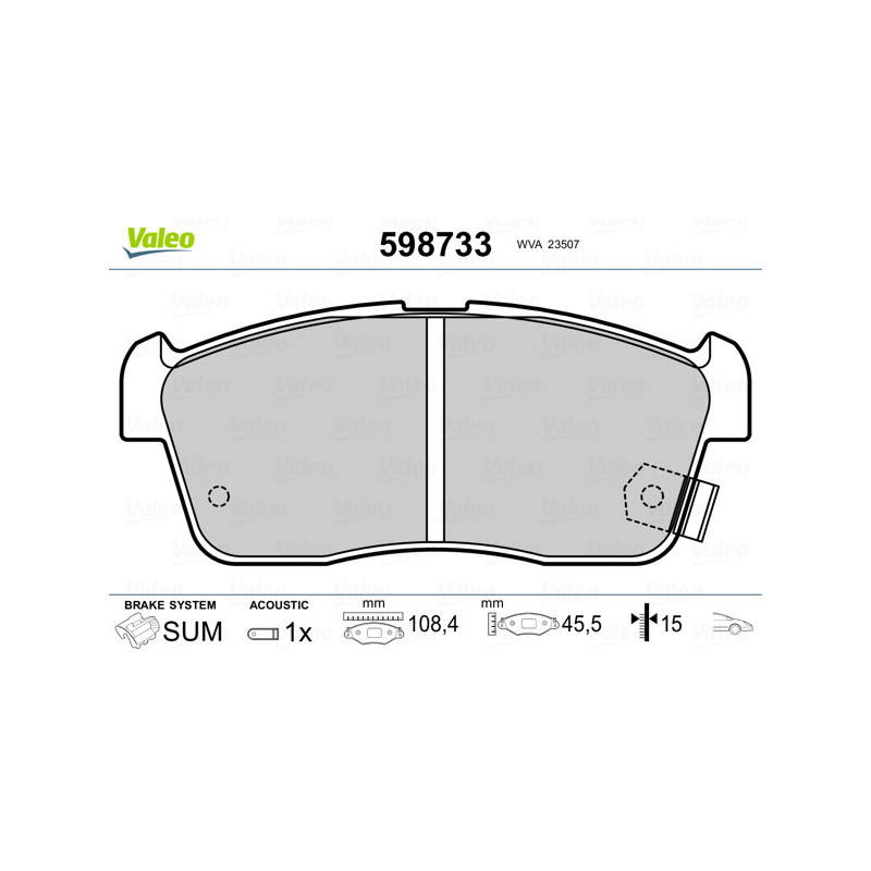 Jeu de quatre plaquettes de frein à disque VALEO