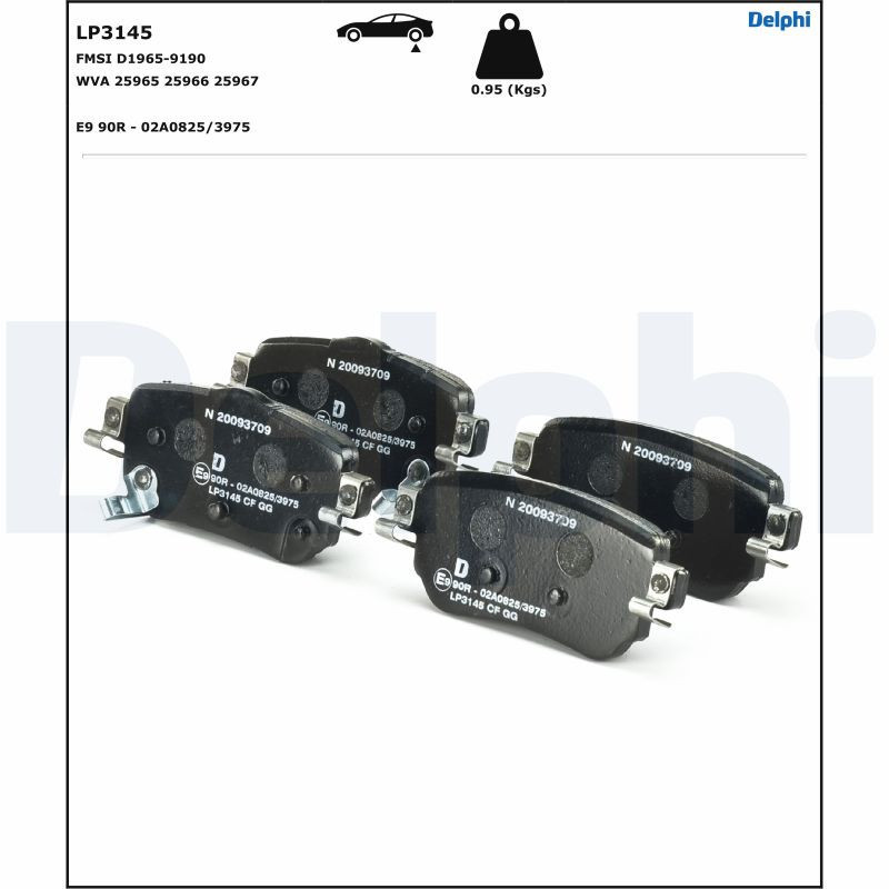 Jeu de quatre plaquettes de frein à disque DELPHI