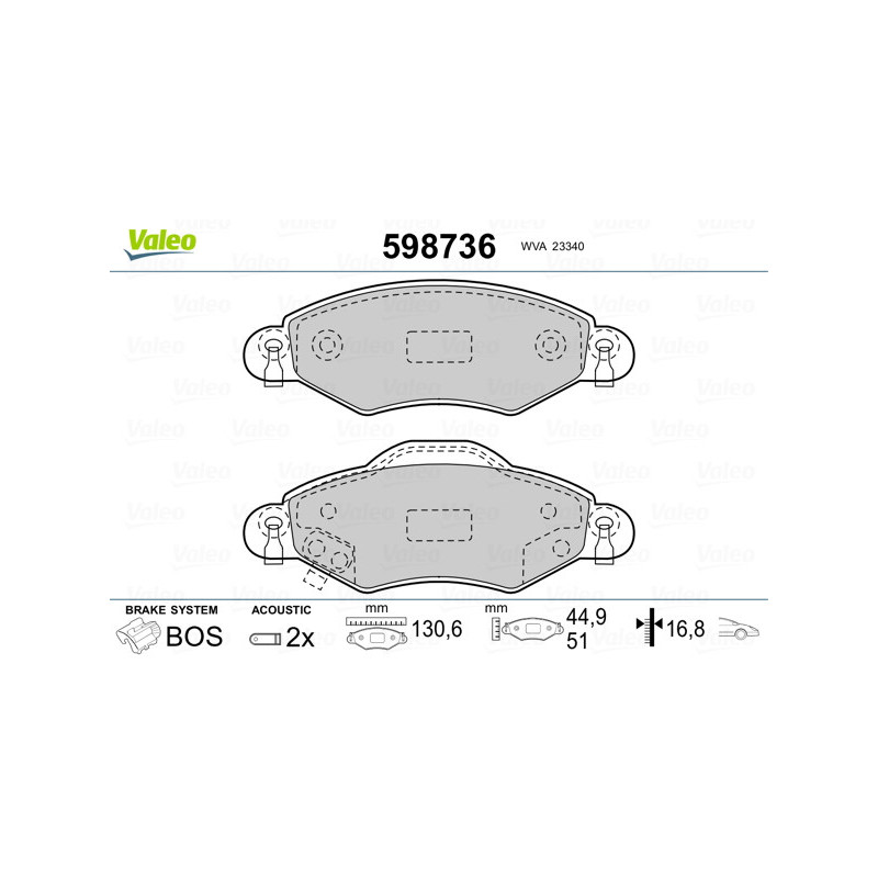 Jeu de quatre plaquettes de frein à disque VALEO