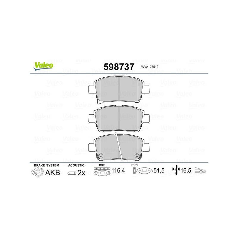 Jeu de quatre plaquettes de frein à disque VALEO