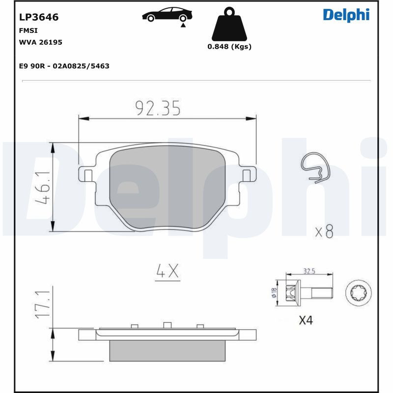 Jeu de quatre plaquettes de frein à disque DELPHI