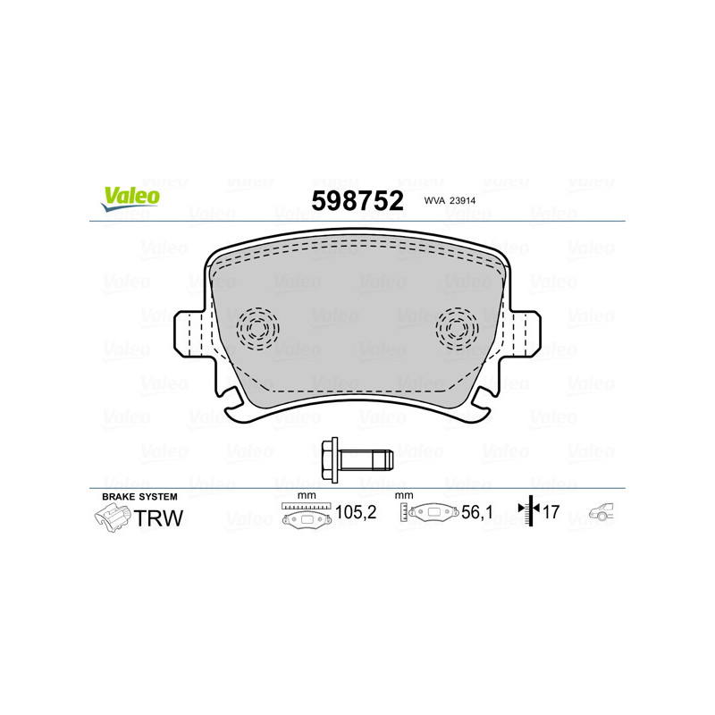 Jeu de quatre plaquettes de frein à disque VALEO