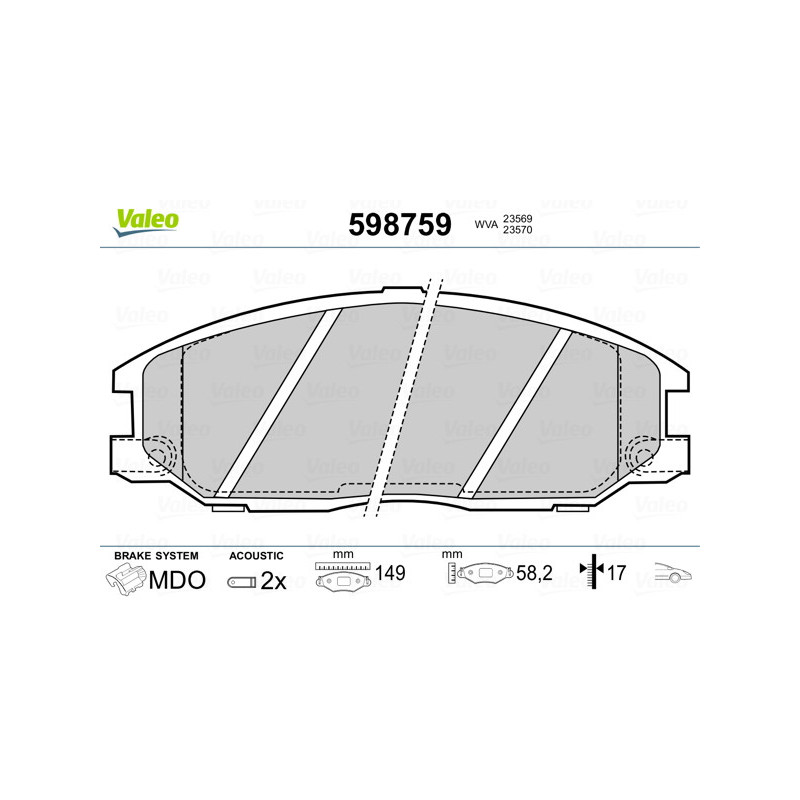 Jeu de quatre plaquettes de frein à disque VALEO