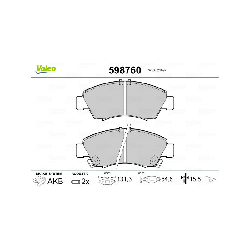 Jeu de quatre plaquettes de frein à disque VALEO