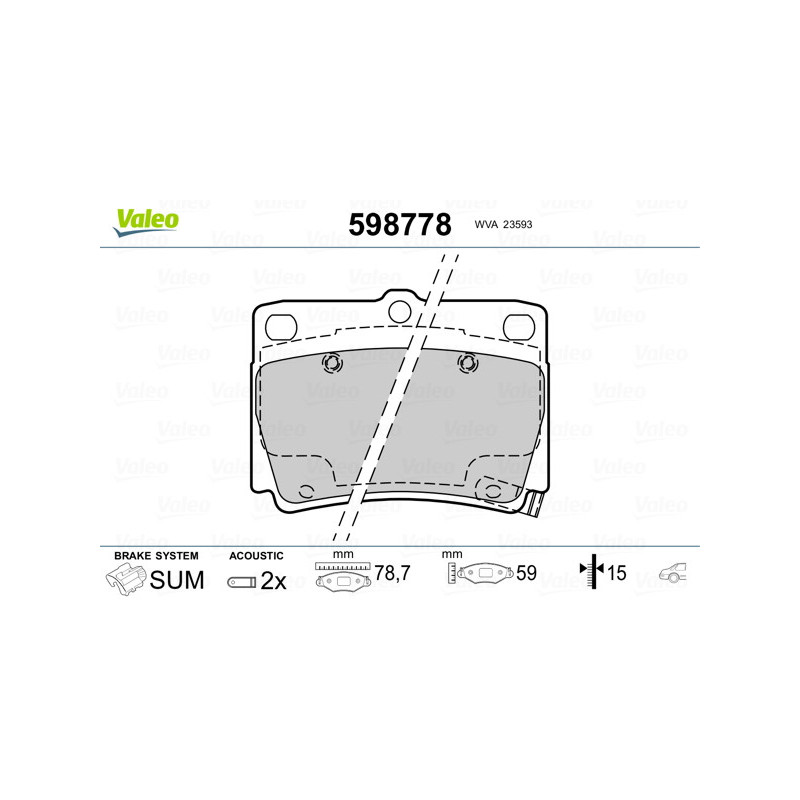 Jeu de quatre plaquettes de frein à disque VALEO