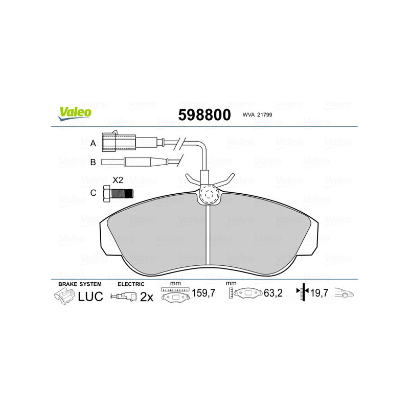 Jeu de quatre plaquettes de frein à disque VALEO