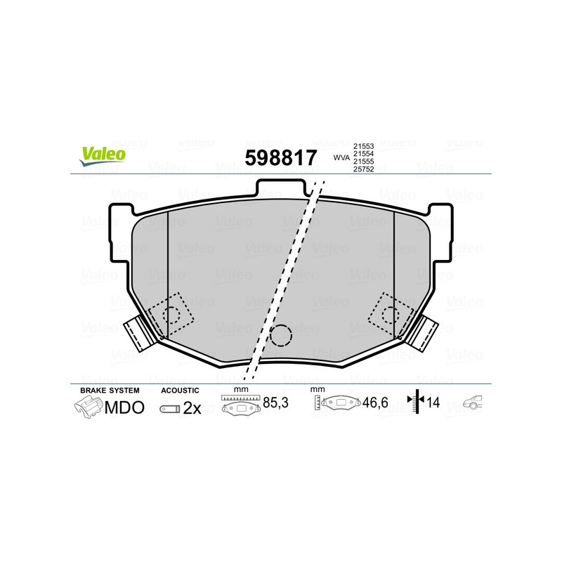 Jeu de quatre plaquettes de frein à disque VALEO