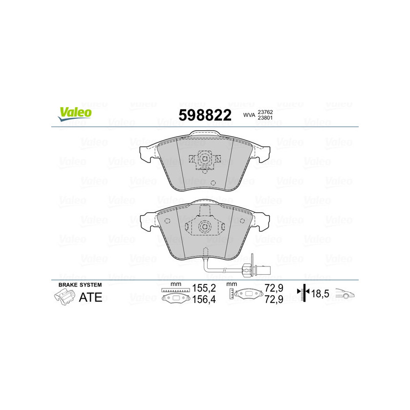 Jeu de quatre plaquettes de frein à disque VALEO